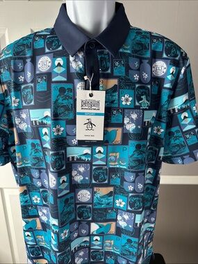 Original Penguin Men’s Navy & Teal Graphic Polo
